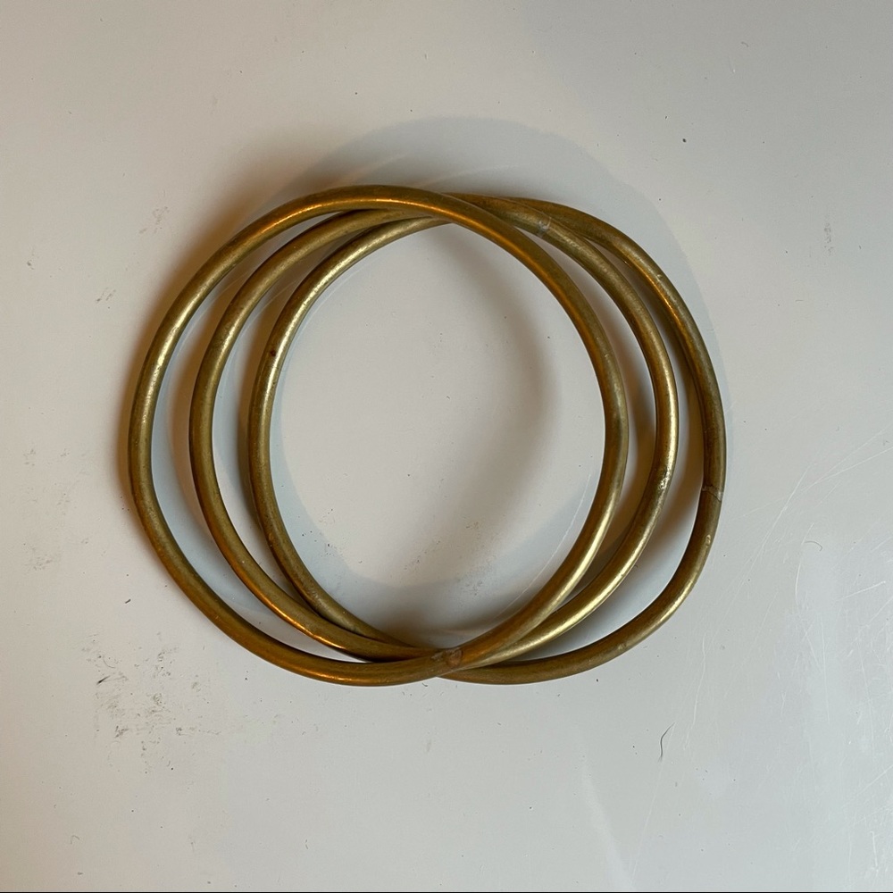 Set of 3 brass organic bangles